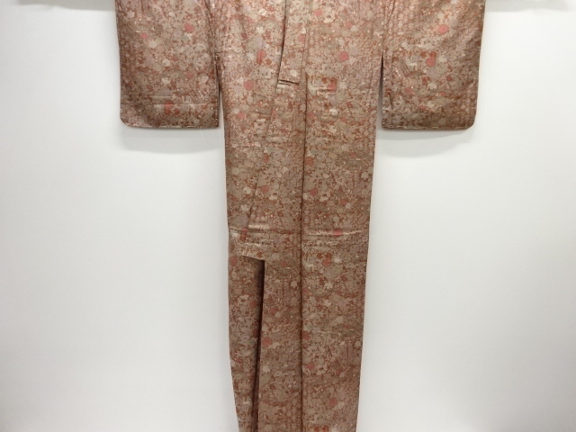  未使用品　地紙に草花模様小紋着物